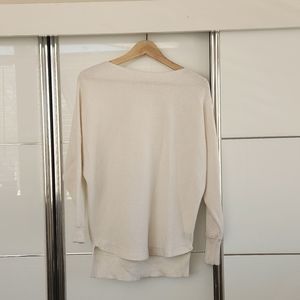 XS white ribbed sweater, wool/accrylic